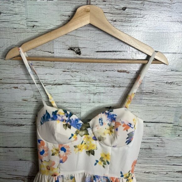 Do & be floral white yellow mini dress tulle skirt size small - Picture 3 of 6